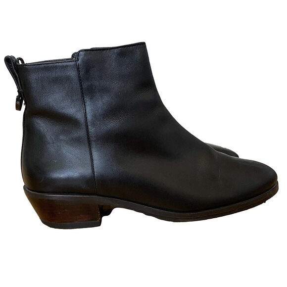 COACH Carmen Black Leather Booties Boots Zipper Pull Heel A01541 Women Size 9 B - Picture 1 of 16